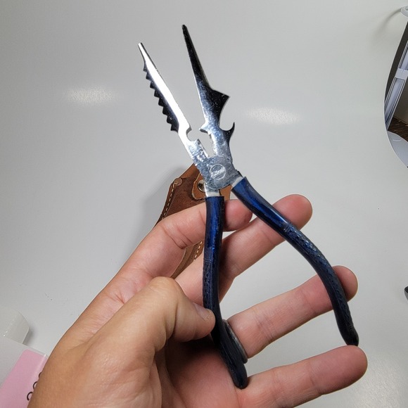 Vintage Mitchell Multi Function Fishing Pliers Leather Holster - Picture 2 of 10